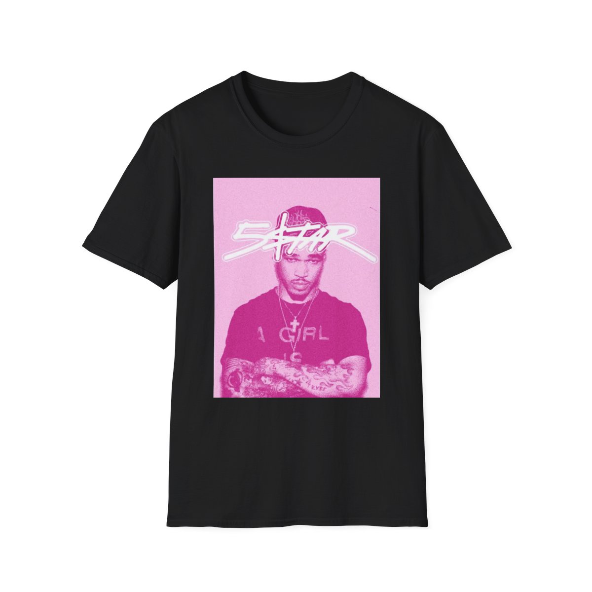 Star Graphic Portrait T-Shirt | Pink Retro Photo Print | Plaqueboymax — official Plaqueboymax T-Shirts