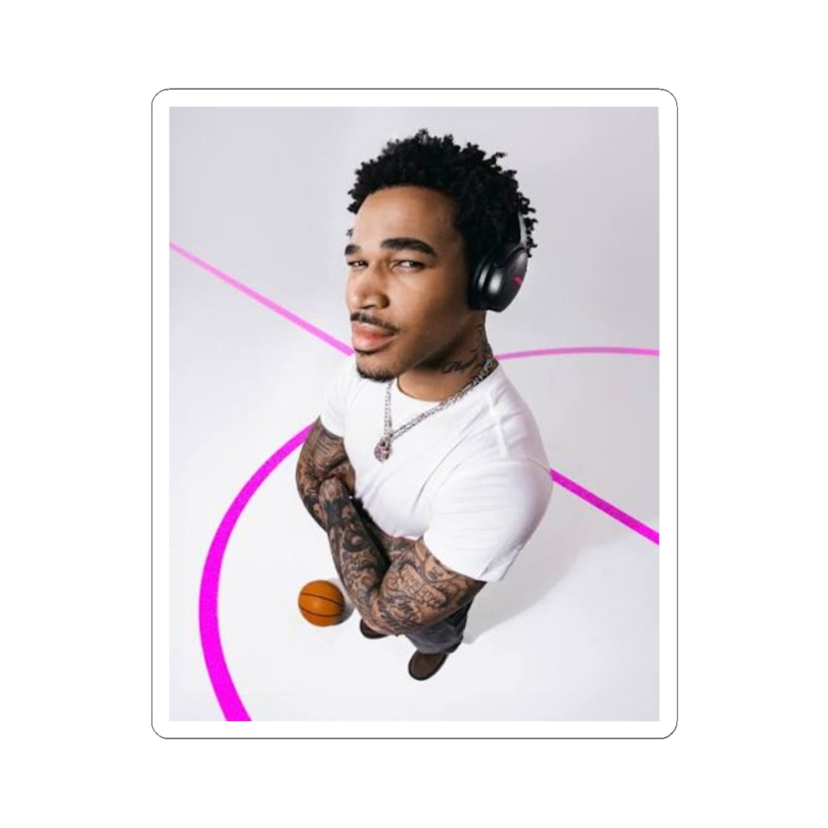 Tattooed Basketball Player Portrait Sticker | Kiss-Cut Sticker - Official Stickers merchandise