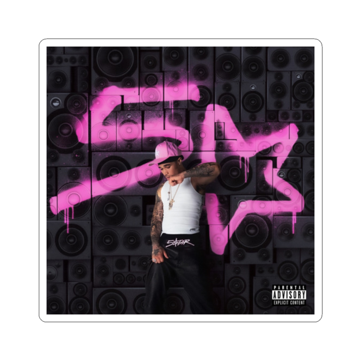 Pink Graffiti Star Sticker | Rapper Album Art Kiss-Cut Sticker - alternate angle 2, merchandise