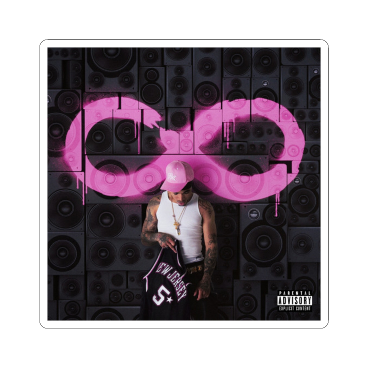 Pink Infinity Graffiti Sticker | Rapper Album Art, Square Kiss-Cut Sticker - alternate angle 2, merchandise