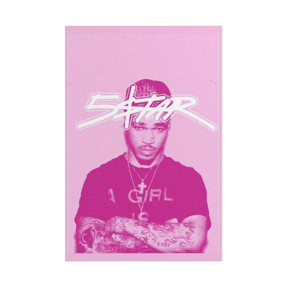 Pink Portrait Graphic Rolled Poster | Retro Script Design | Plaqueboymax - alternate angle 3, merchandise